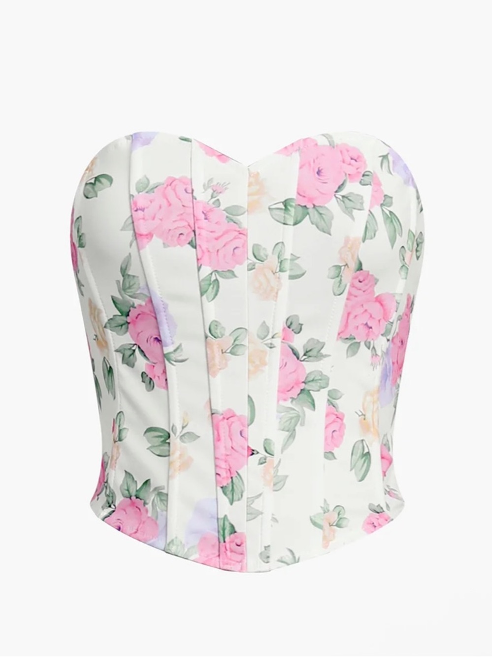Commense Flower Heart Shaped Neckline Corset in Pink Floral NEW Size large - Picture 5 of 9